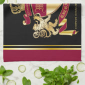 自分の腕のコートを赤い金ゴールドの紋章にする キッチンタオル (折り畳み)