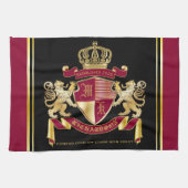 自分の腕のコートを赤い金ゴールドの紋章にする キッチンタオル (横)