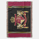 自分の腕のコートを赤い金ゴールドの紋章にする スローブランケット (正面縦)