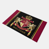 自分の腕のコートを赤い金ゴールドの紋章にする ドアマット (アングル)