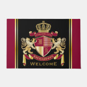自分の腕のコートを赤い金ゴールドの紋章にする ドアマット (正面)