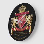 自分の腕のコートを赤い金ゴールドの紋章にする ラージ壁時計 (傾斜)