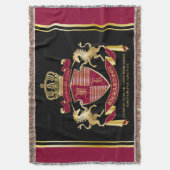 自分の腕の上着を赤い一角獣金ゴールドの紋章にする スローブランケット (正面縦)