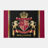 自分の腕の上着を赤い一角獣金ゴールドの紋章にする ドアマット (正面)