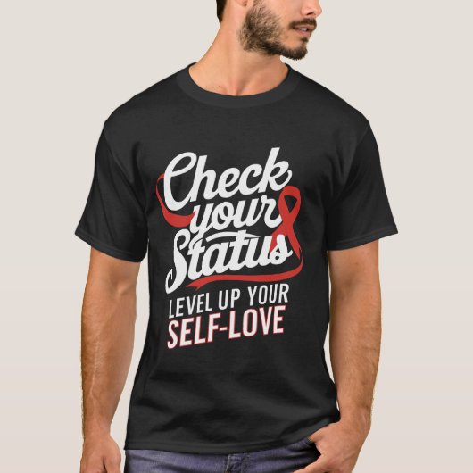 自分の自己愛の世界のステータスレベルを確認するHI Tシャツ (正面)
