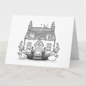 自分の英語のコテージと猫に色を付ける空白の サンキューカード