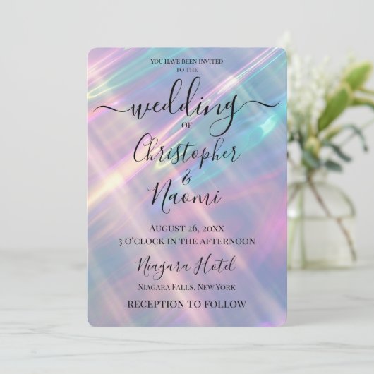 自分の虹色の太陽に照らされた水を結婚作成 招待状 (スタンド正面)