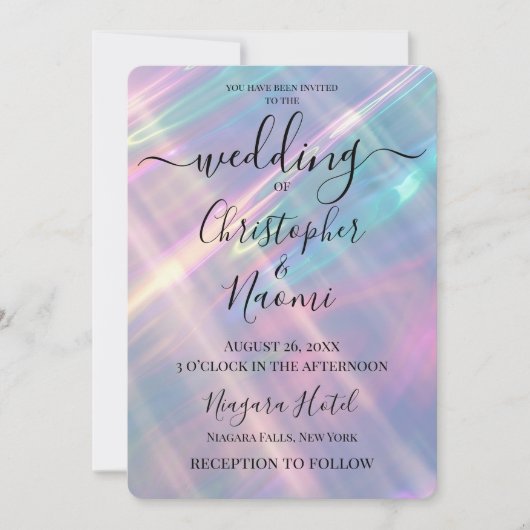 自分の虹色の太陽に照らされた水を結婚作成 招待状 (正面)