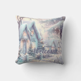 自分の虹色の雪のクリスマスビレッジを作成 クッション