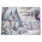 自分の虹色の雪のクリスマスビレッジを作成 ラージペーパーバッグ (正面)