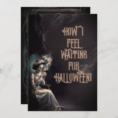 自分の言葉を追加する面白いハロウィンホリデーカード 招待状 (正面/裏面)