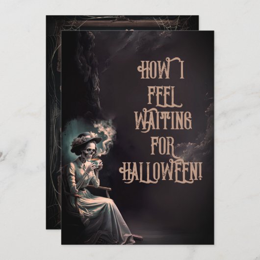 自分の言葉を追加する面白いハロウィンホリデーカード 招待状 (正面/裏面)