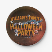 自分の言葉を追加カスタムHalloween Monsters ペーパープレート (正面)