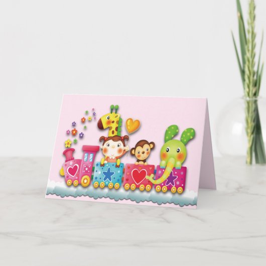 自分の詰まった思い出に乗ったかわいい玩具 サンキューカード (正面)