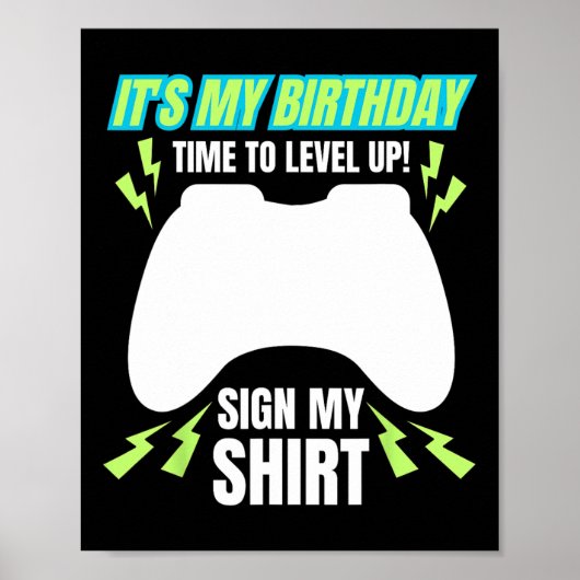 自分の誕生日が自分のTeeビデオゲームのBdayパーティーゲームに署名 ポスター (正面)