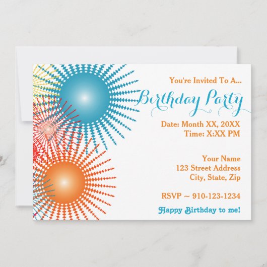 自分の誕生日パーティーの招待を作成する 招待状 (正面)