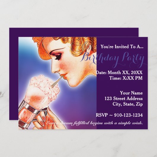 自分の誕生日パーティーの招待を作成する 招待状 (正面/裏面)