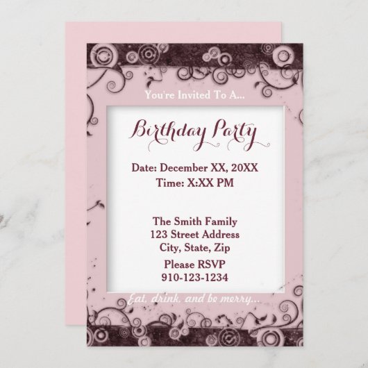 自分の誕生日パーティーの招待を作成 招待状 (正面/裏面)