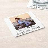 自分の誕生日パーティーをパーソナライズ スクエアペーパーコースター (アングル)