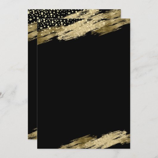 自分の誕生日パーティーを作成する金ゴールドブラック 招待状 (正面/裏面)