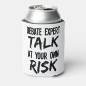 自分の責任で専門家の話を議論する 缶クーラー (缶裏面)