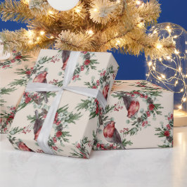 自分の赤いクリスマスバードを作成する ラッピングペーパー