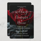 自分の赤いバラ独身のを作成クローズアップ 招待状 (正面/裏面)