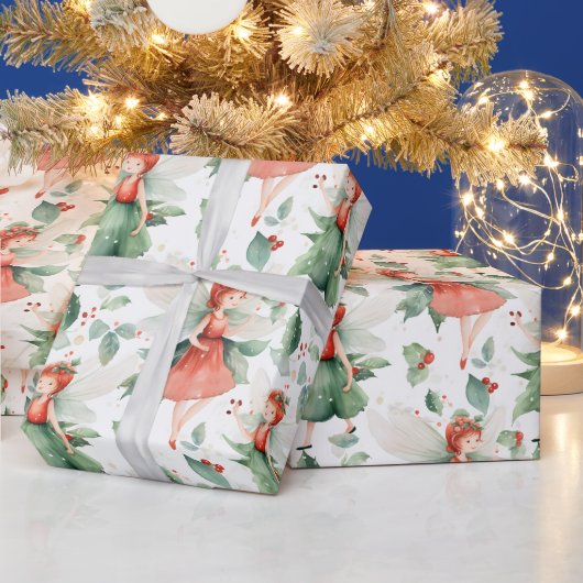 自分の赤い休日の妖精を作成する ラッピングペーパー (クリスマス)