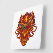 自分の赤い龍の頭を作る スクエア壁時計 (傾斜)