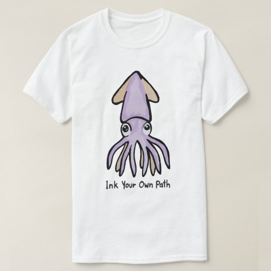 自分の道にインクを引こう かわいいイカ Tシャツ (デザイン正面)