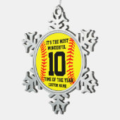 自分の野球名パーソナライズされた前を作成 スノーフレークピューターオーナメント (右)