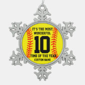 自分の野球名パーソナライズされた前を作成 スノーフレークピューターオーナメント (正面)