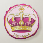 自分の金ゴールドをエレガントピンククラウンの真珠にガーリーする ラウンドクッション (裏面)