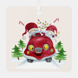 自分の陽気なクリスマスの格言を作成するLove Bug メタルオーナメント