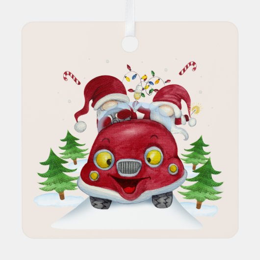 自分の陽気なクリスマスの格言を作成するLove Bug メタルオーナメント (正面)