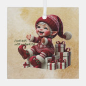 自分の陽気なヴィンテージのクリスマス格言を作成 ガラスオーナメント (裏面)