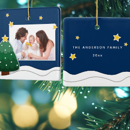 自分の雪のクリスマスツリー家族の写真を作成する セラミックオーナメント