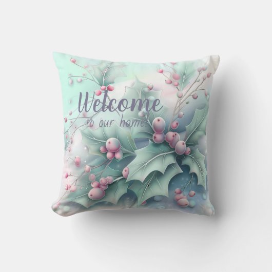 自分の雪のクリスマスホリーを作成する クッション (正面)