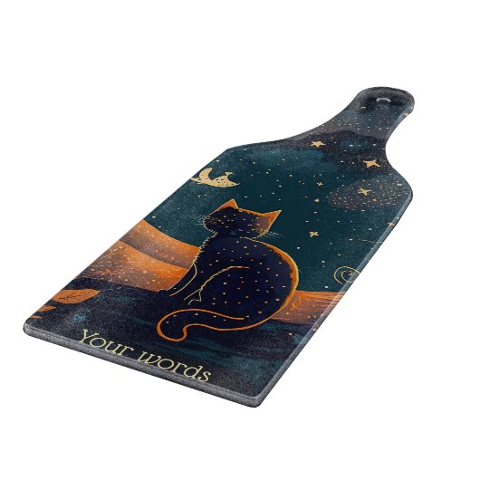 自分の風光明媚な神秘的な黒猫を作る カッティングボード (角)