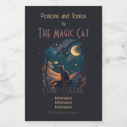 自分の風光明媚な神秘的な黒猫を作る ワインラベル (シングルラベル)