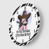 「自分の食事を直せ – 銃を片付けなきゃ!」 ラージ壁時計 (傾斜)