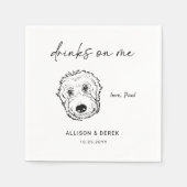 自分の飲み物 |可愛モダンいペットアートワーク犬結婚ズ スタンダードカクテルナプキン (正面)