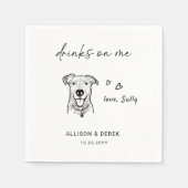 自分の飲み物 |可愛モダンいペットアートワーク犬結婚ズ スタンダードカクテルナプキン (正面)