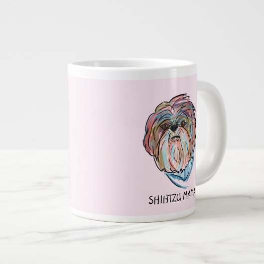 自分の飼い犬を追加しhtzu母の日かわいい ジャンボコーヒーマグカップ (正面右)