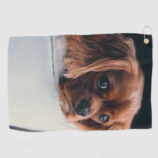 自分の飼カスタム犬の猫写真を作成 ゴルフタオル (横)