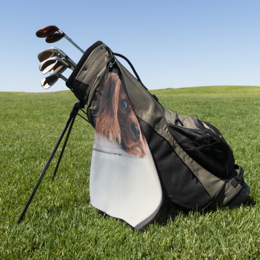 自分の飼カスタム犬の猫写真を作成 ゴルフタオル (グリーン)