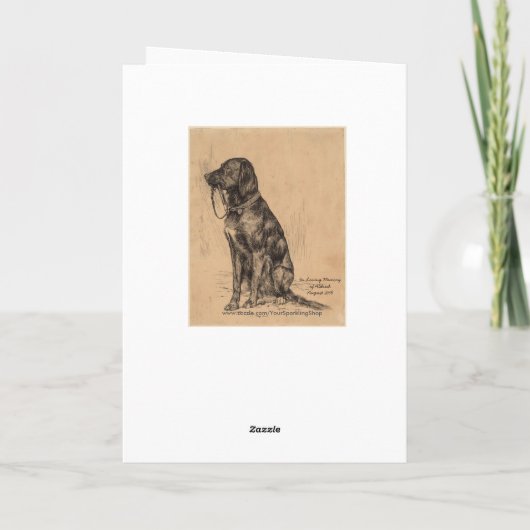 自分の首輪を持つ孤独な犬、悔やみや弔慰ペット カード (裏面)