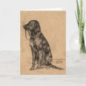 自分の首輪を持つ孤独な犬、悔やみや弔慰ペット カード (正面)