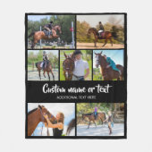 自分の馬の写真を作成コラージュ黒 フリースブランケット (正面)