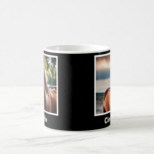 自分の馬の写真エレガントをパーソナライズされた作成する コーヒーマグカップ (中央)